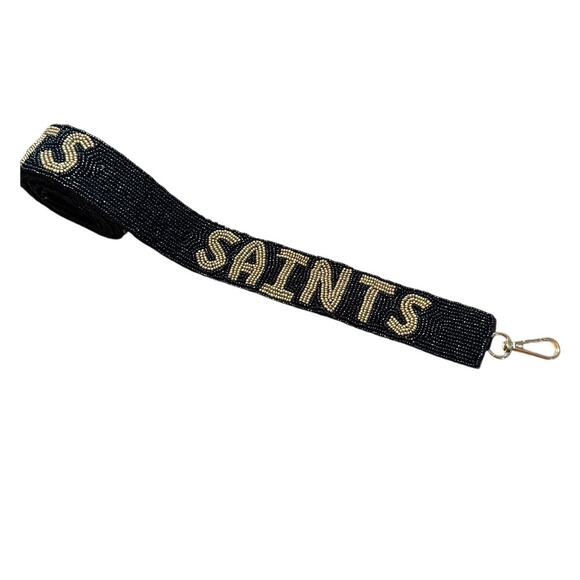 Saints Bag Strap l Black & Gold Bag Strap l Game Day Bag Strap l Gift for Her - Picture 1 of 3